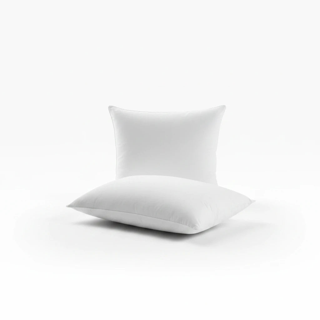 Valiant Products Martex Basics white pillow with EcoPure recycled fiberfill and durable cotton-polyester blend cover.