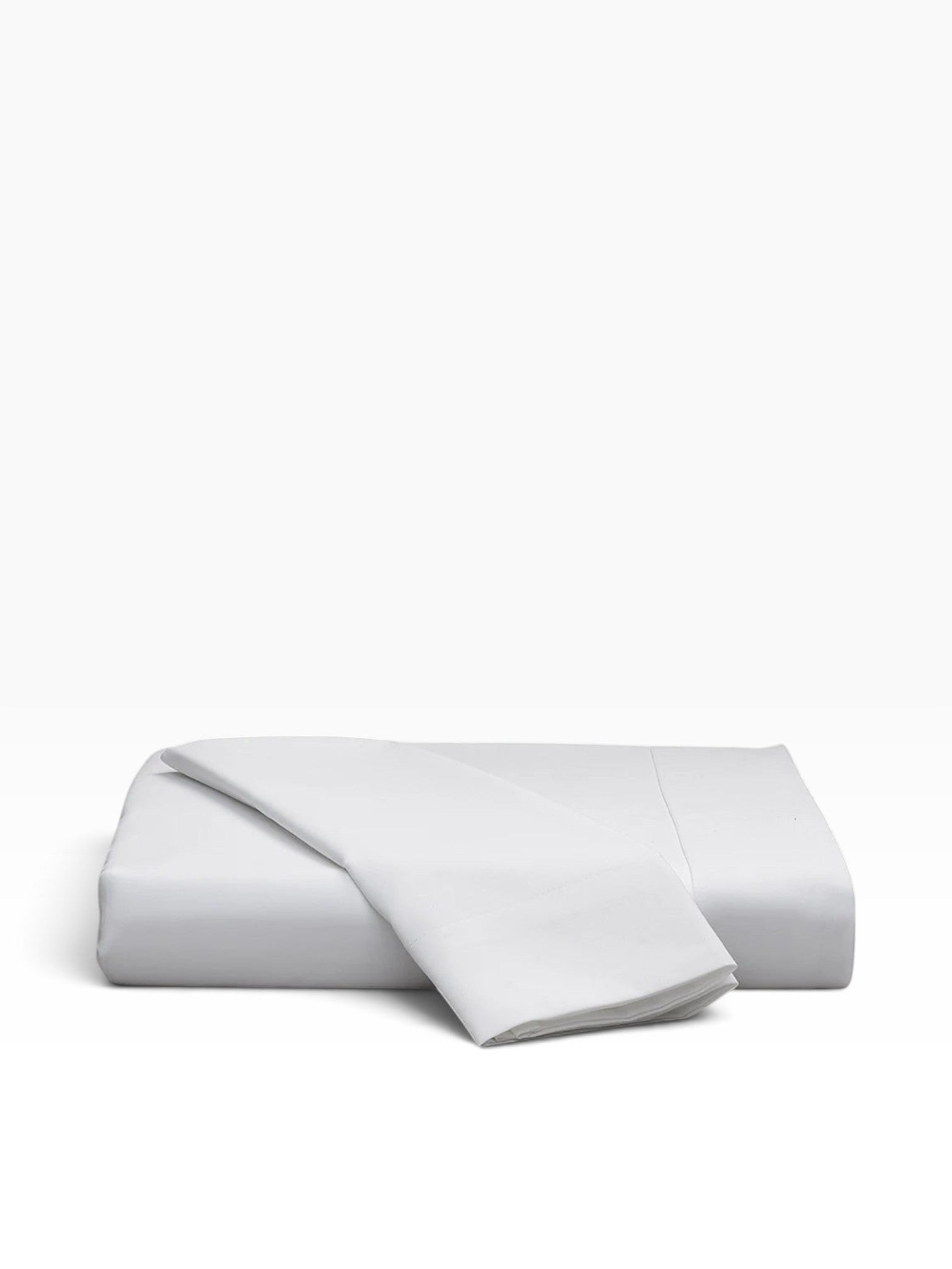 Valiant Products Millennium 250 thread count white flat sheet folded neatly, featuring a crisp percale cotton blend.