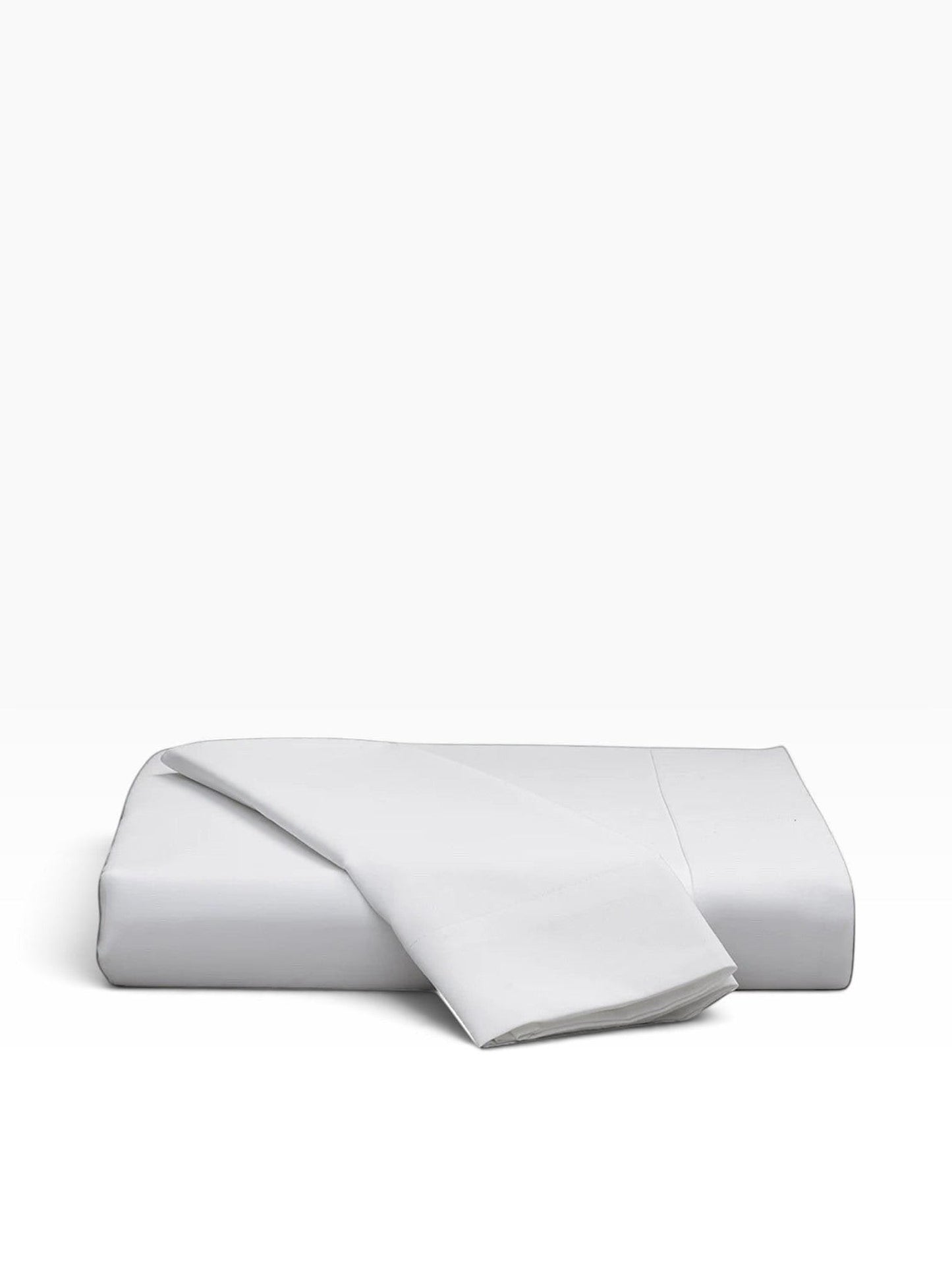 Valiant Products Millennium 300 thread count white percale flat sheet folded neatly on a plain background.