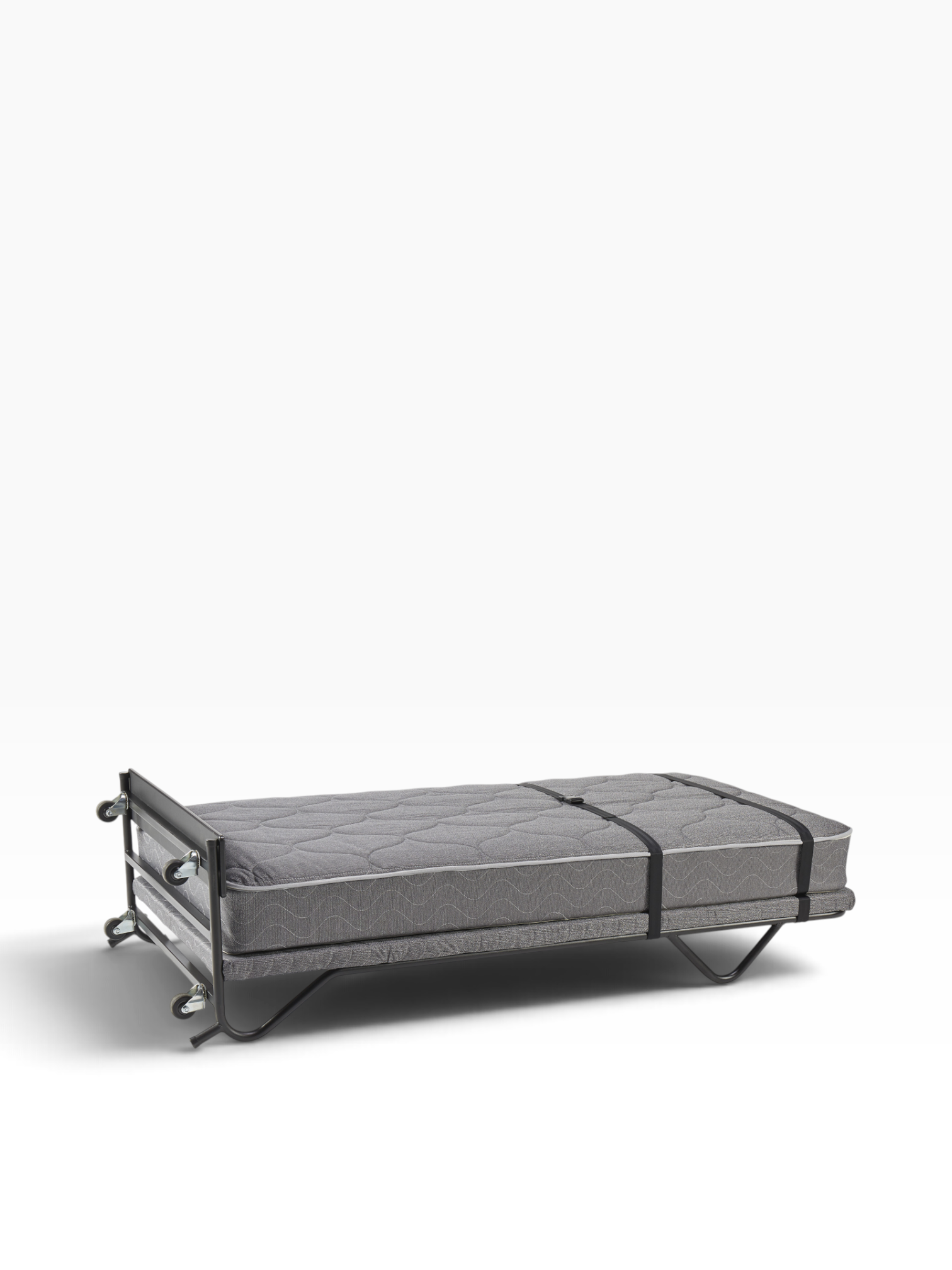 Valiant Products EZ Sleeper portable rollaway bed with grey innerspring mattress and heavy-duty steel frame