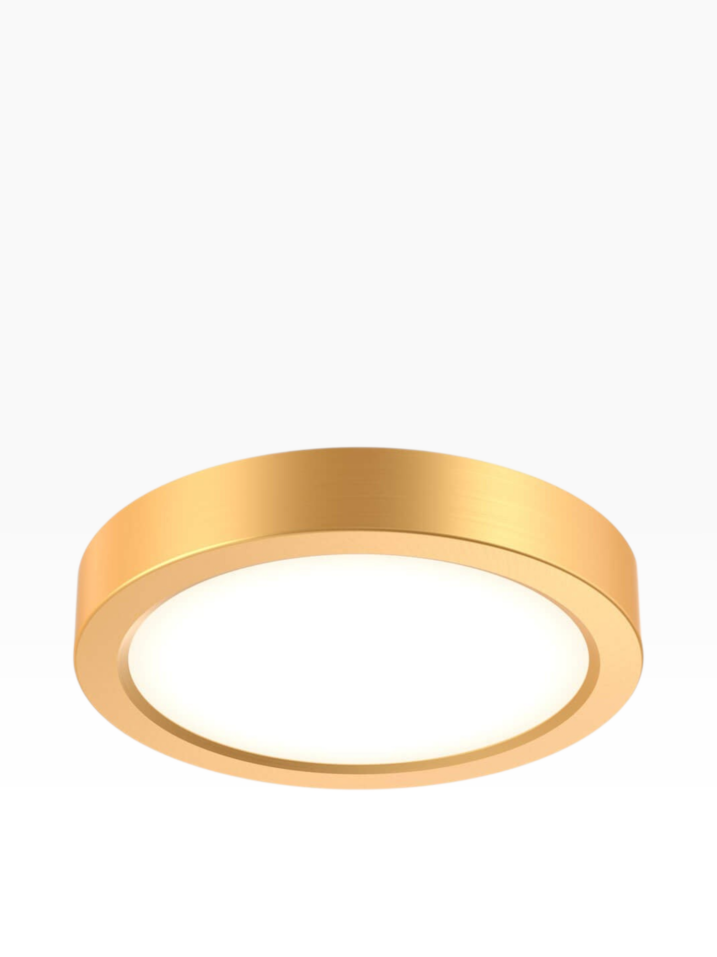 Valiant Products Portal flush mount LED light in brushed gold finish with a low-profile circular design.