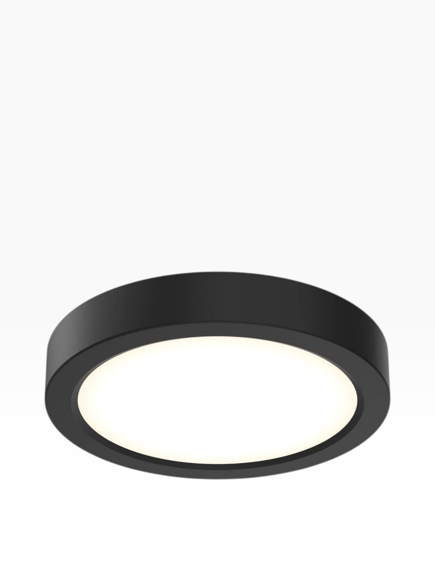 Valiant Products Portal flush mount LED light in matte black with a 6-inch circular design and low-profile silhouette.