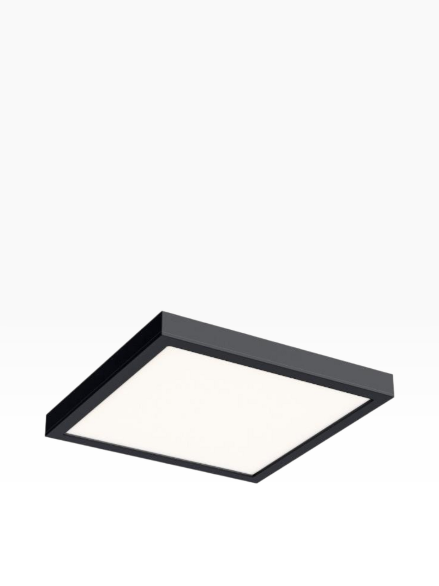 Valiant Products Portal square LED flush mount ceiling light in a matte black finish with a low-profile design.