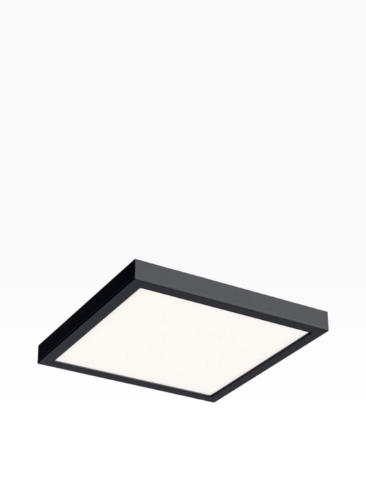 Valiant Products Portal square LED flush mount ceiling light in a matte black finish with a low-profile design.