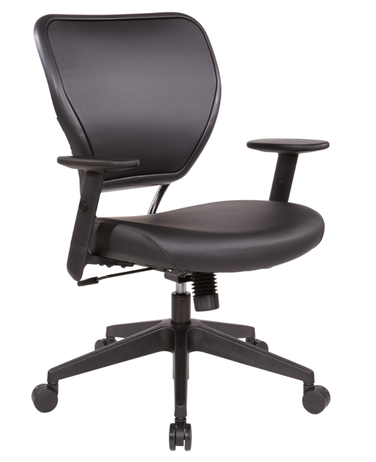 Valiant Products Rita antimicrobial black faux leather ergonomic office chair with adjustable arms and nylon base