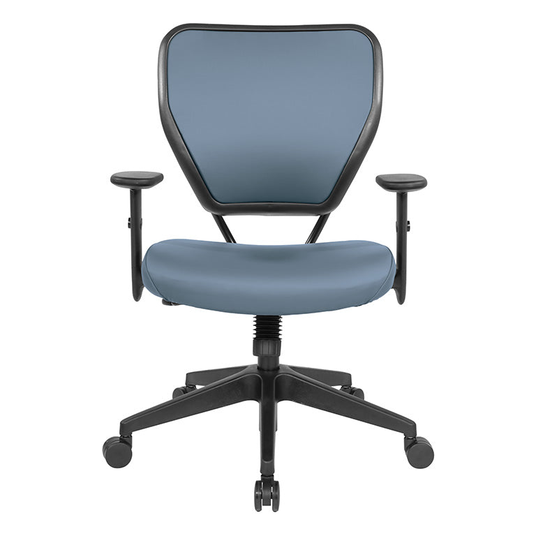 Valiant Products Rita antimicrobial blue faux leather ergonomic office chair with adjustable arms and nylon base
