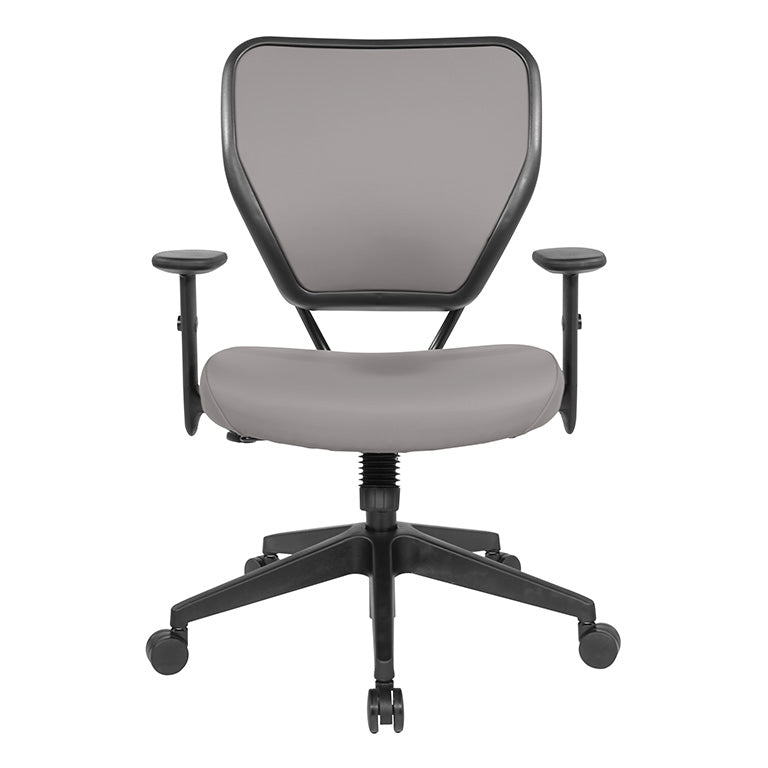 Valiant Products Rita antimicrobial grey faux leather ergonomic office chair with adjustable arms and nylon base