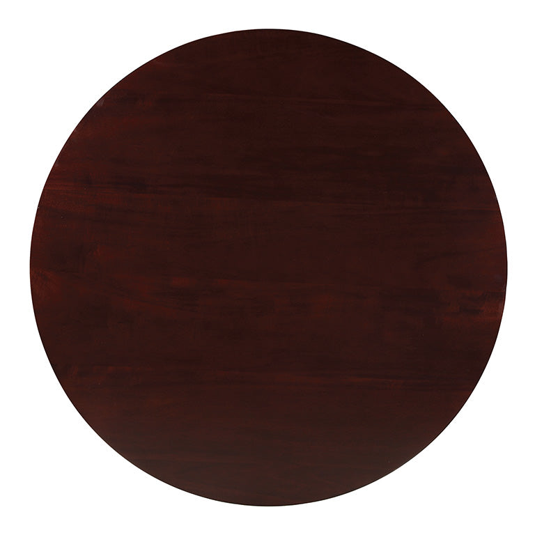 Valiant Products Lanie round coffee table top in a dark espresso wood finish, viewed from directly above.