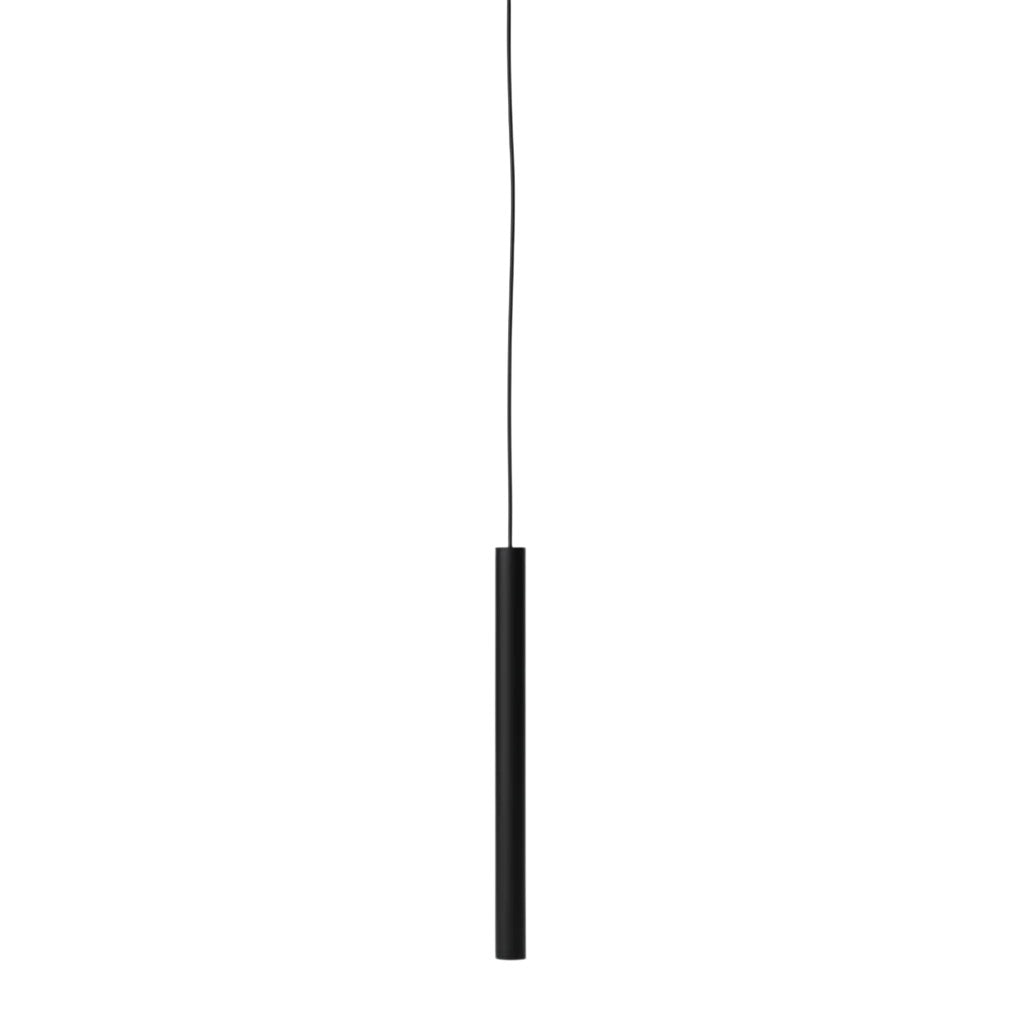 Valiant Products Satori LED pendant light in a minimalist matte black cylindrical design with a slim profile.