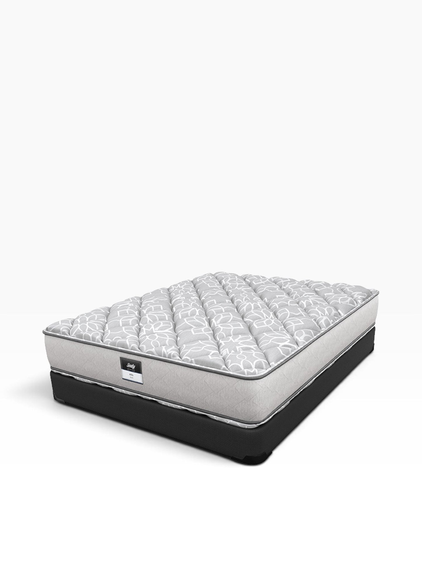 Valiant Products Allis 11-inch soft 2-sided mattress with white patterned fabric top and black base