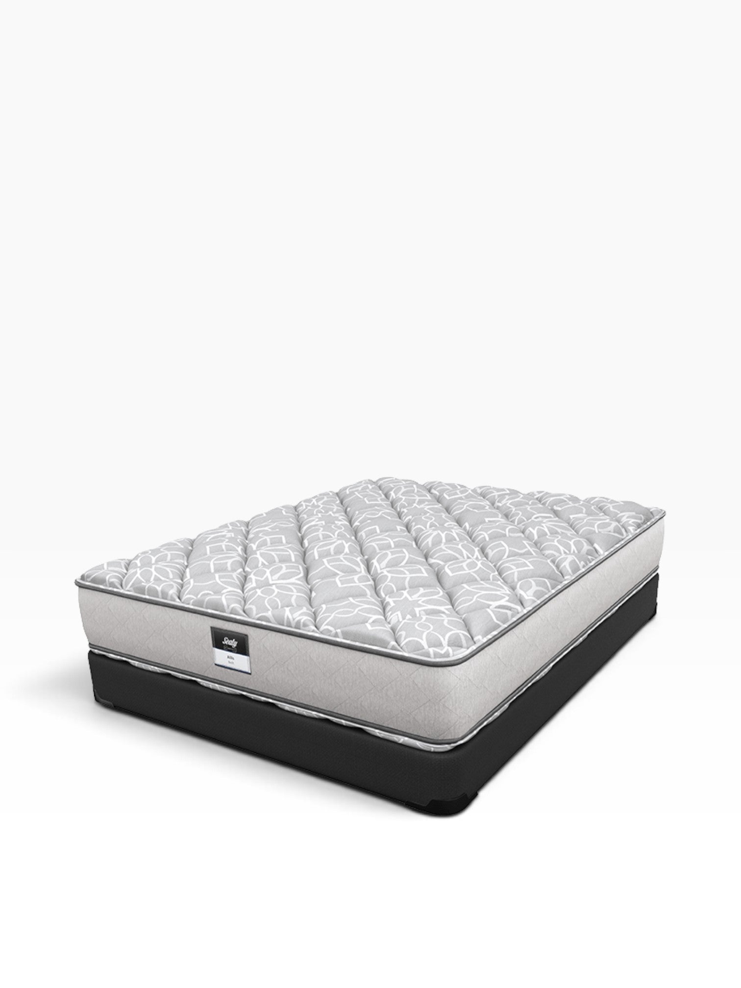Valiant Products Allis 11-inch soft 2-sided mattress with white patterned fabric top and black base