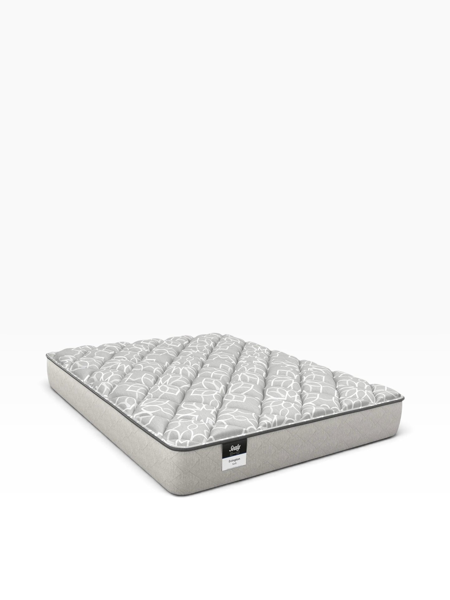 Valiant Products Sealy Evington 12-inch firm tight top mattress with grey patterned fabric and foam edge support