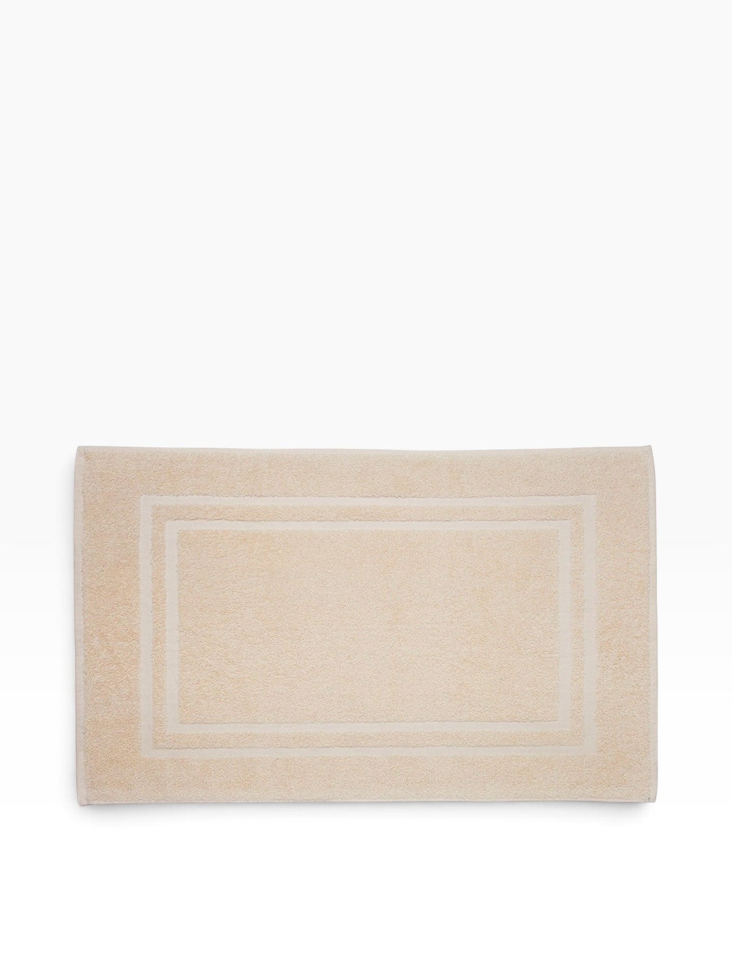 Valiant Products Sovereign ecru bath mat with a traditional dobby border and durable cotton-poly blend construction.