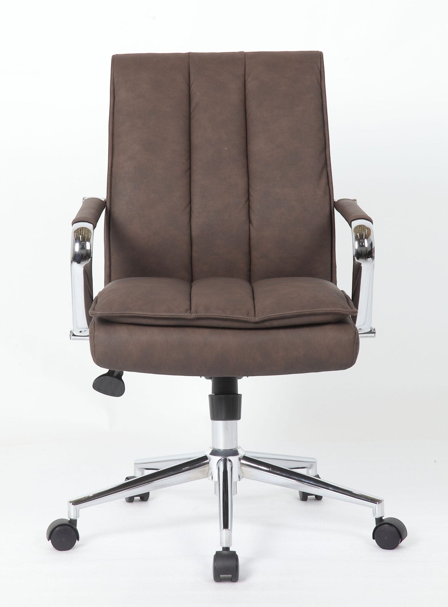Valiant Products Stanton pillow top ergonomic office chair in brown vinyl with chrome arms and base