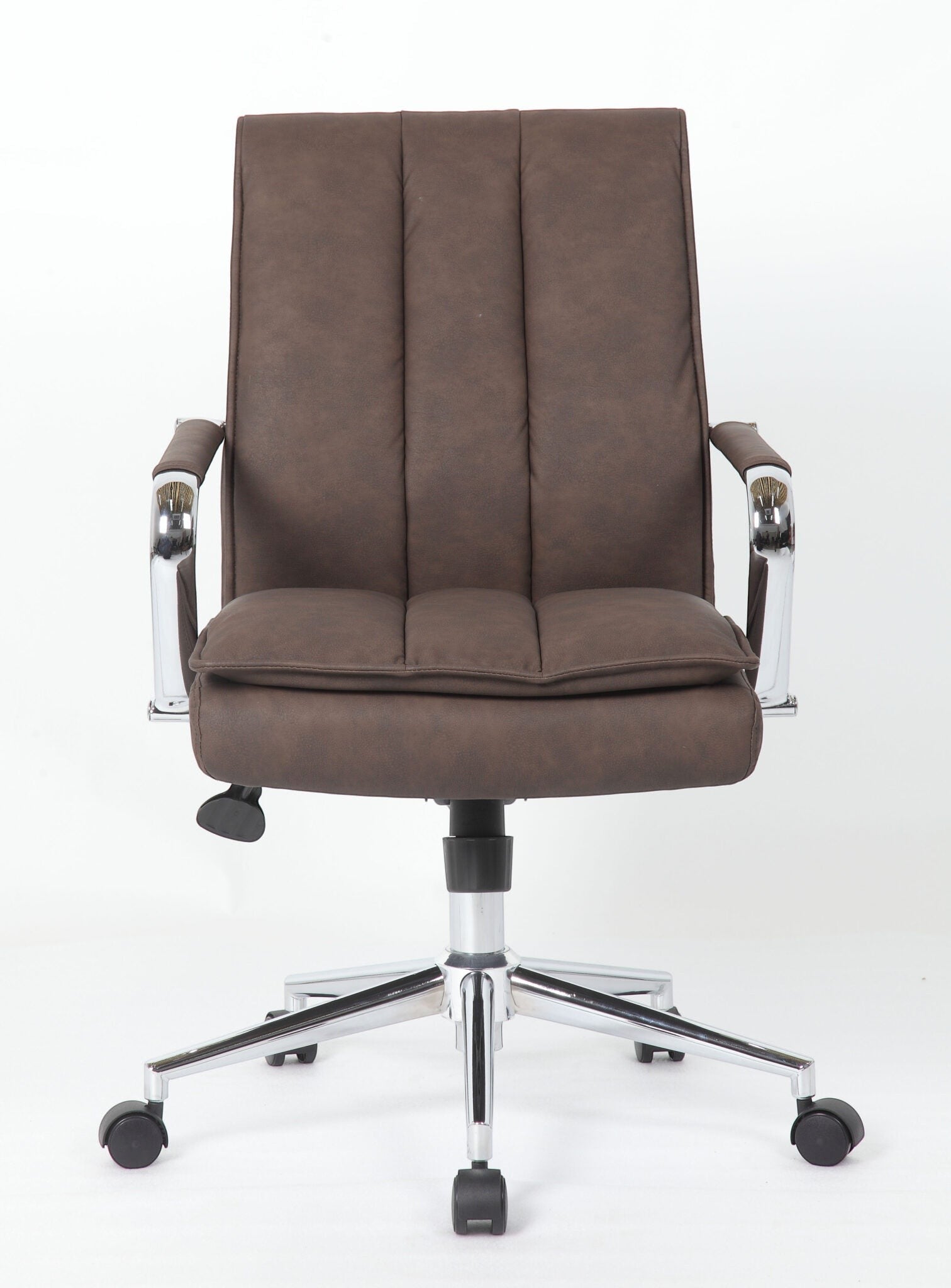 Valiant Products Stanton pillow top ergonomic office chair in brown vinyl with chrome arms and base