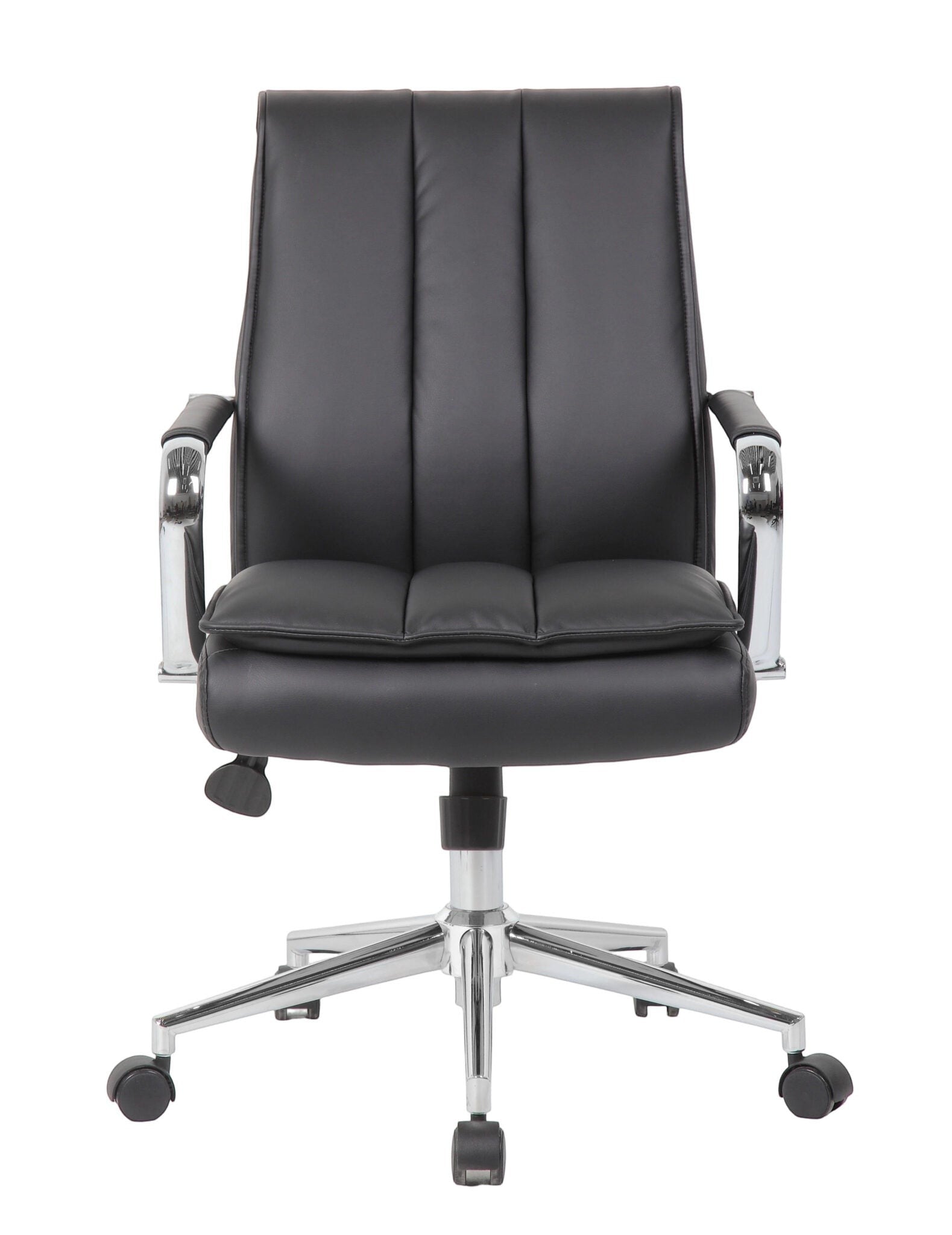 Valiant Products Stanton pillow top ergonomic office chair in black vinyl with chrome arms and base