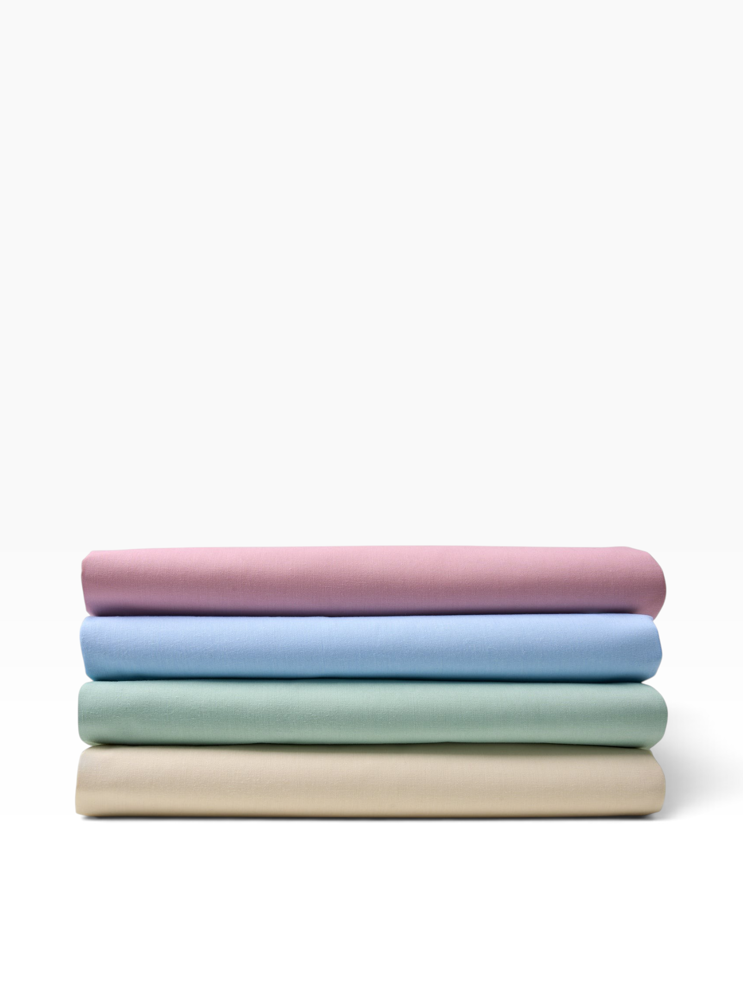 Valiant Products T-180 thread count cotton-polyester pillowcases in rose, light blue, seafoam green, and bone colors.