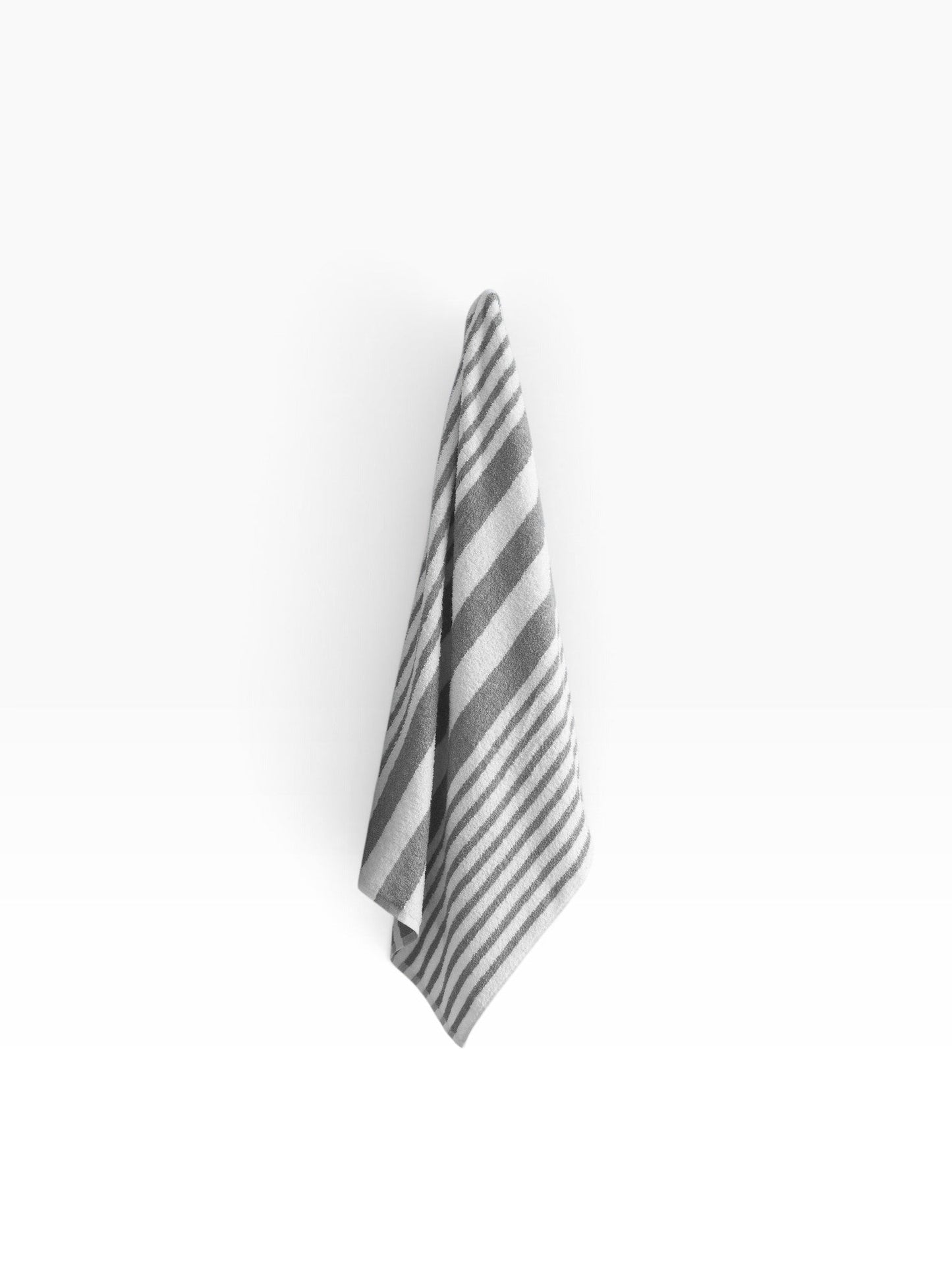 Valiant Products Tropical Stripe pool towel in white with grey stripes, made from soft 100% cotton.