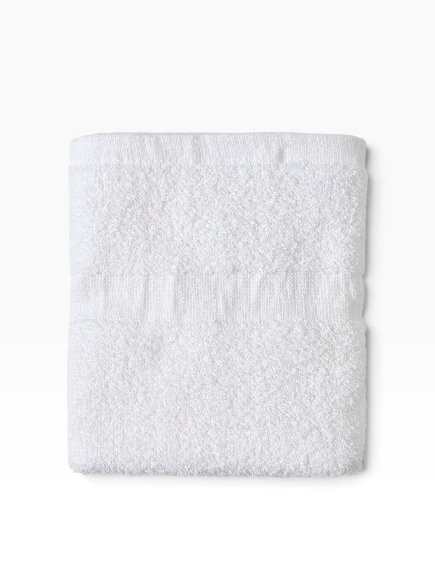 Valiant Products Unity CAM border white hand towel made of soft absorbent cotton blend for commercial use