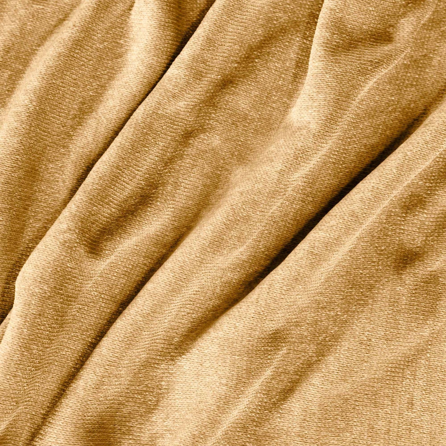 Valiant Products Vellux Renew tan polyester chenille blanket with a soft velvety texture and elegant drape.