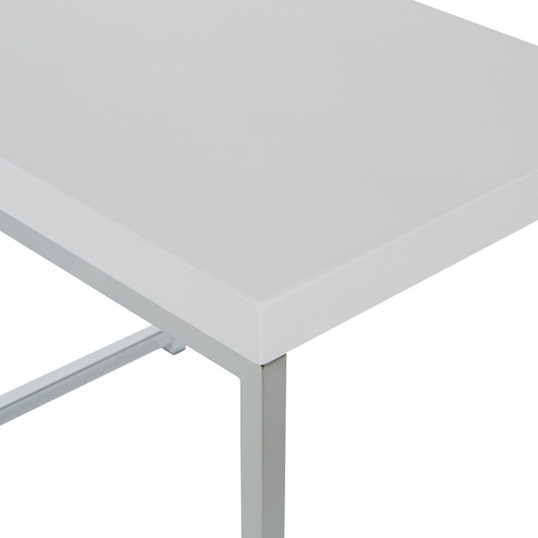 Valiant Products Walden end table featuring a white scratch-resistant laminate top and a modern chrome metal frame.