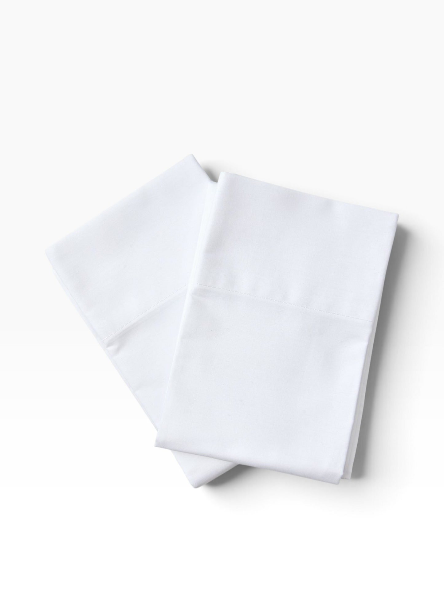 Valiant Products crisp white 180 thread count cotton-polyester blend pillowcases with durable hemmed edges