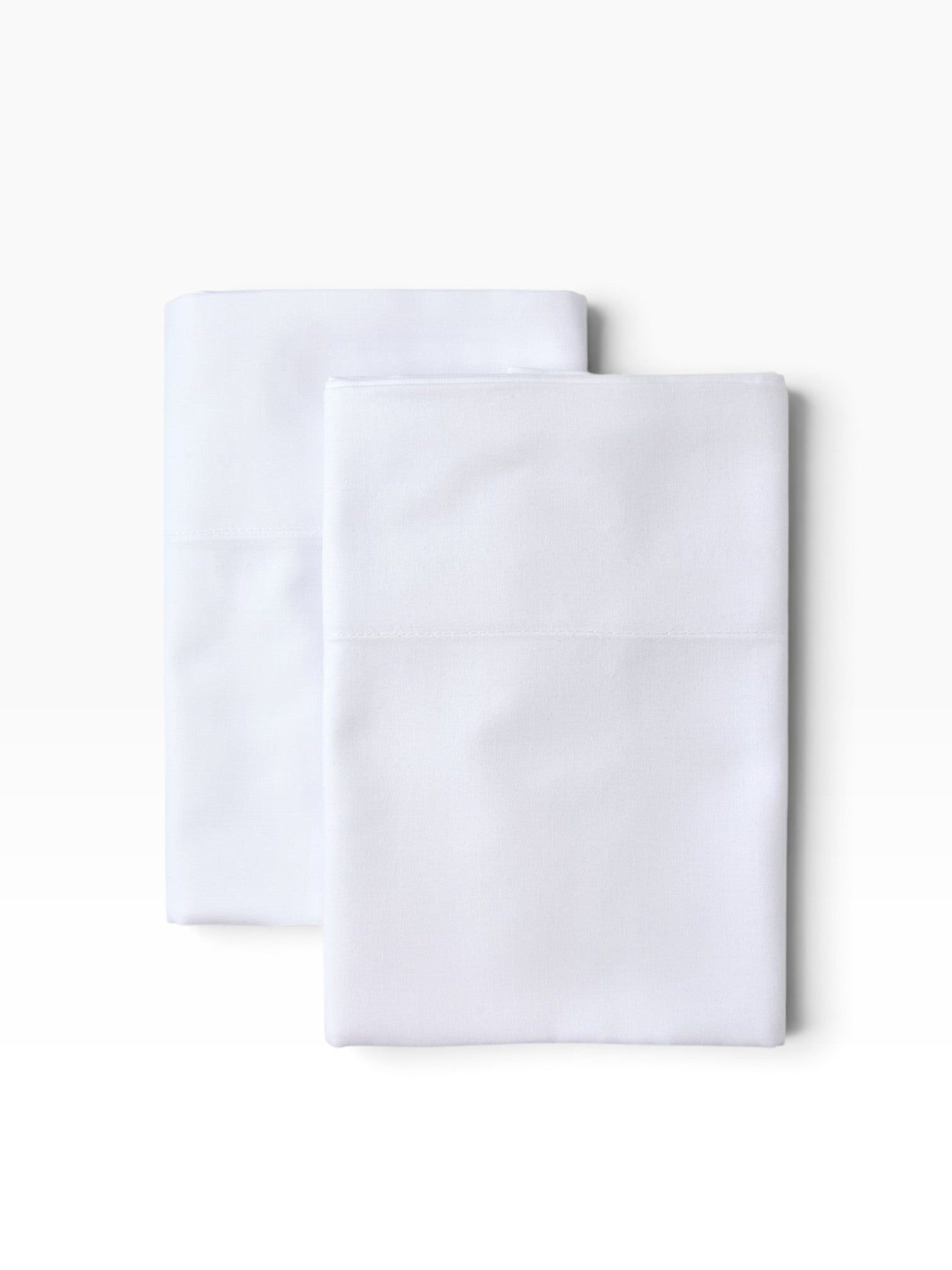 Valiant Products white 300 thread count cotton blend pillowcases with a crisp percale weave and elegant 3-inch hem.