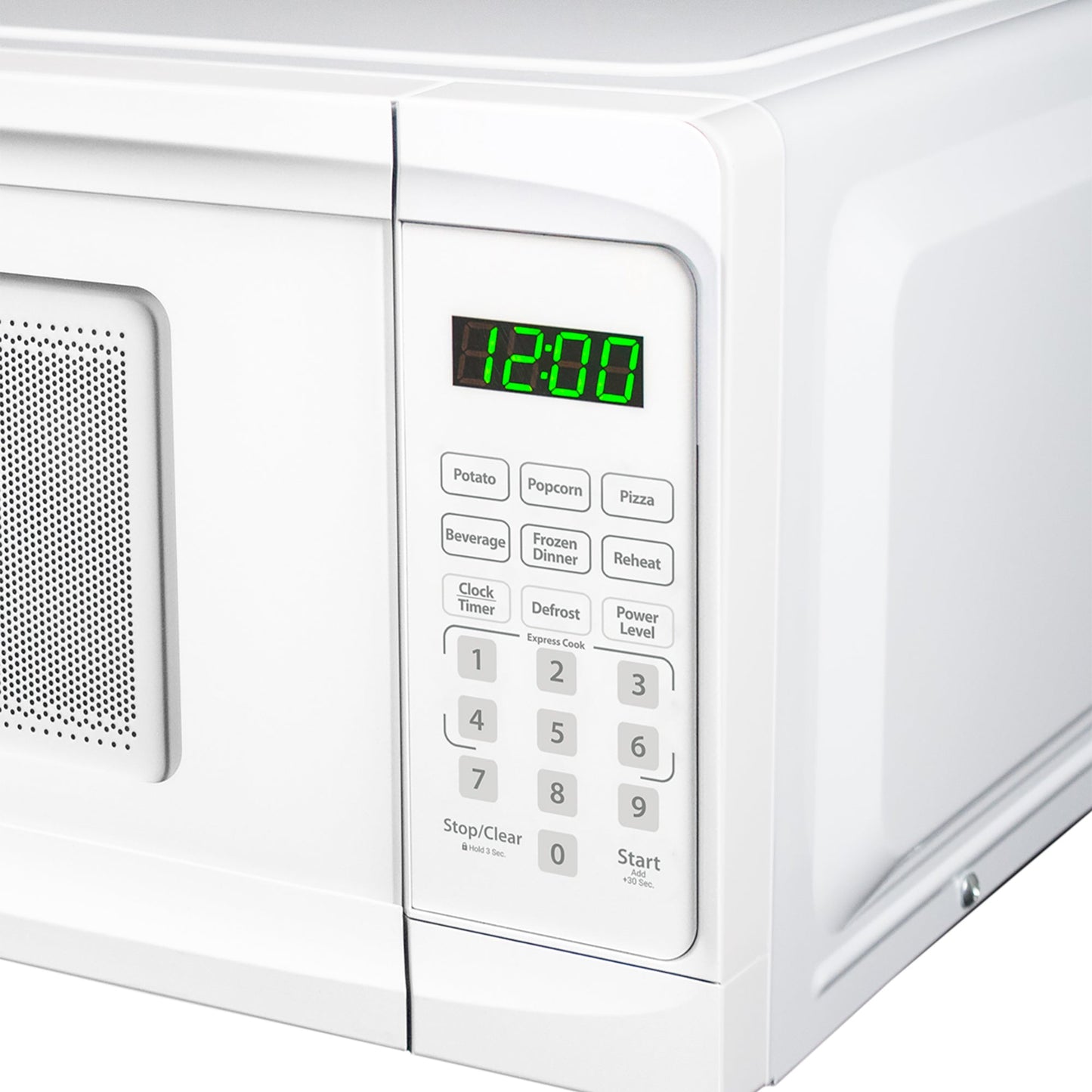 Valiant Products white Danby 0.7 cu. ft. countertop microwave control panel with digital display and auto cook buttons