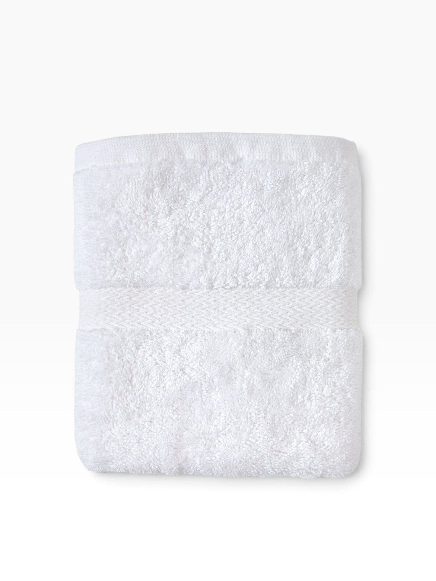 Valiant Products white cotton washcloth with elegant dobby border and soft terry loop texture for high absorbency