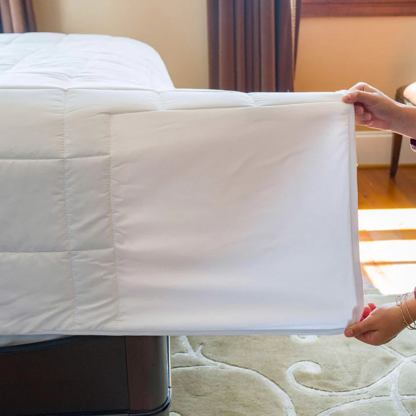 Valiant Products Ultra Touch FLEX white microfiber blanket with quilted box stitch design for easy bed tucking