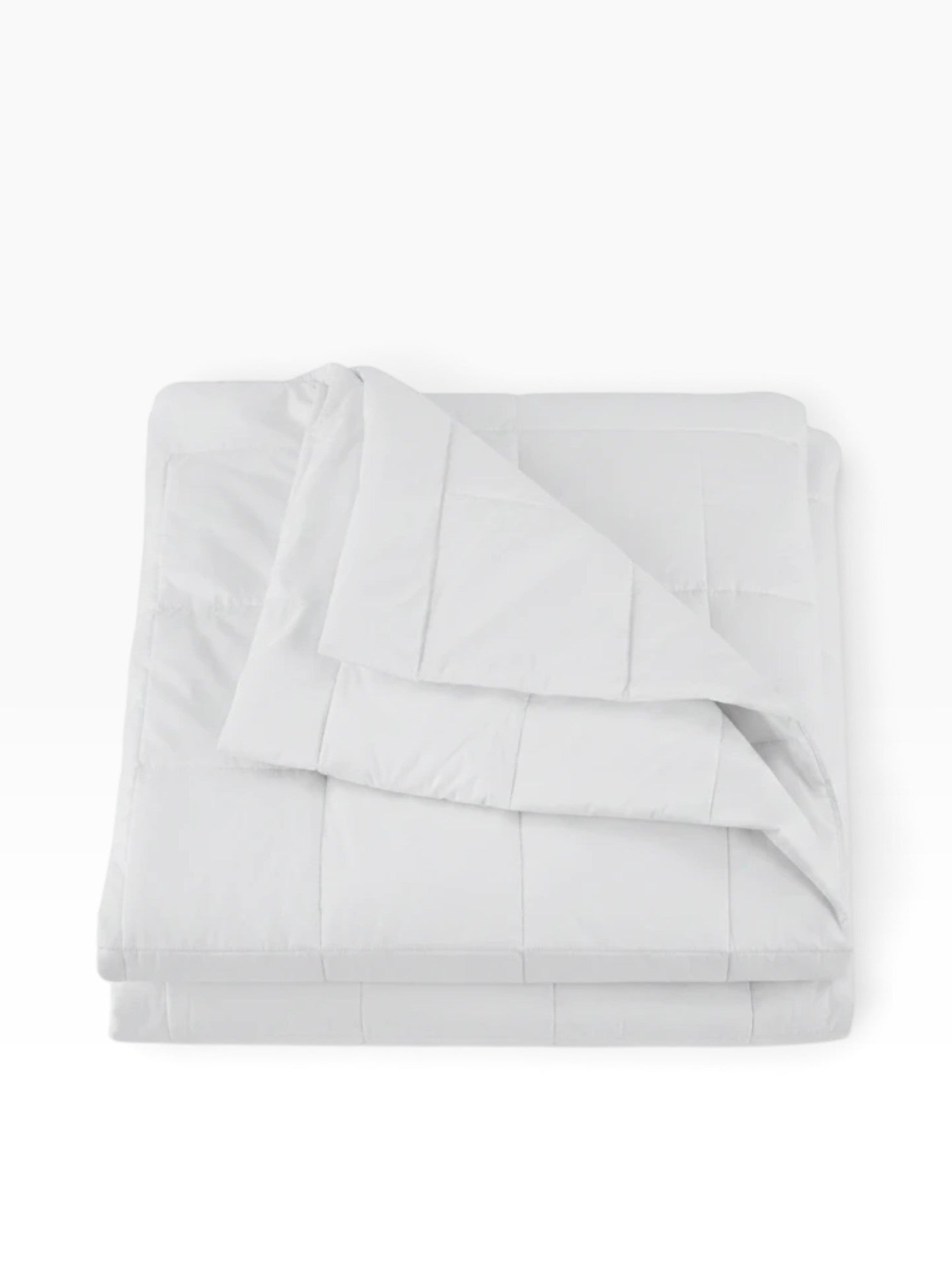 Valiant Products white EcoPure down alternative quilted blanket with a breathable cotton shell and box stitch design.