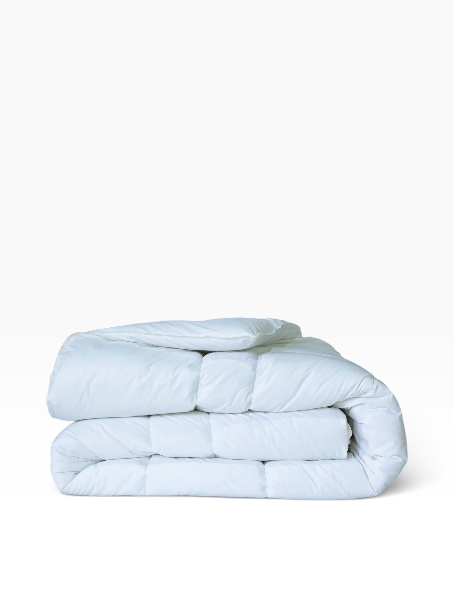 Valiant Products white down alternative quilted comforter with box stitching and corded edges for a hotel-style look.