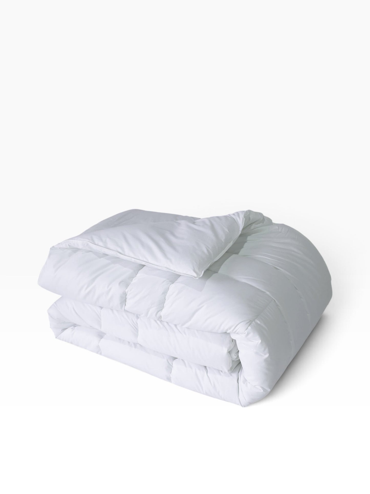 Valiant Products white down alternative quilted comforter with a soft cotton shell and box-stitched design.