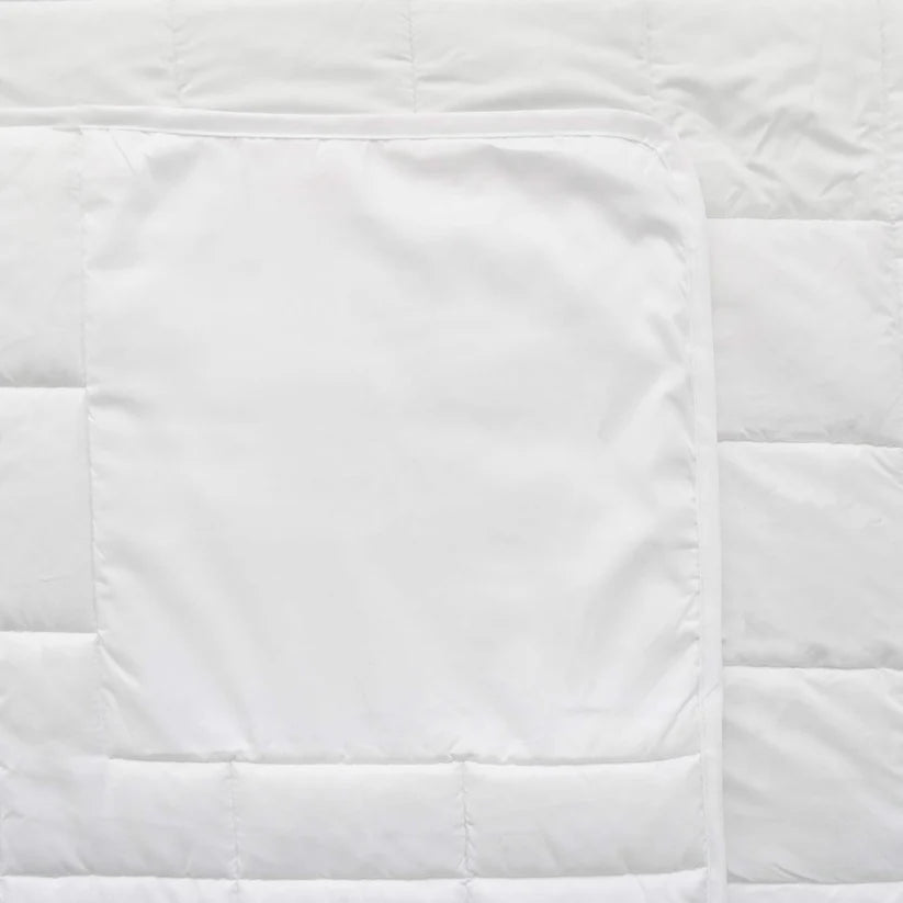 Valiant Products Ultra Touch FLEX white quilted microfiber blanket with box stitch pattern and bound edges