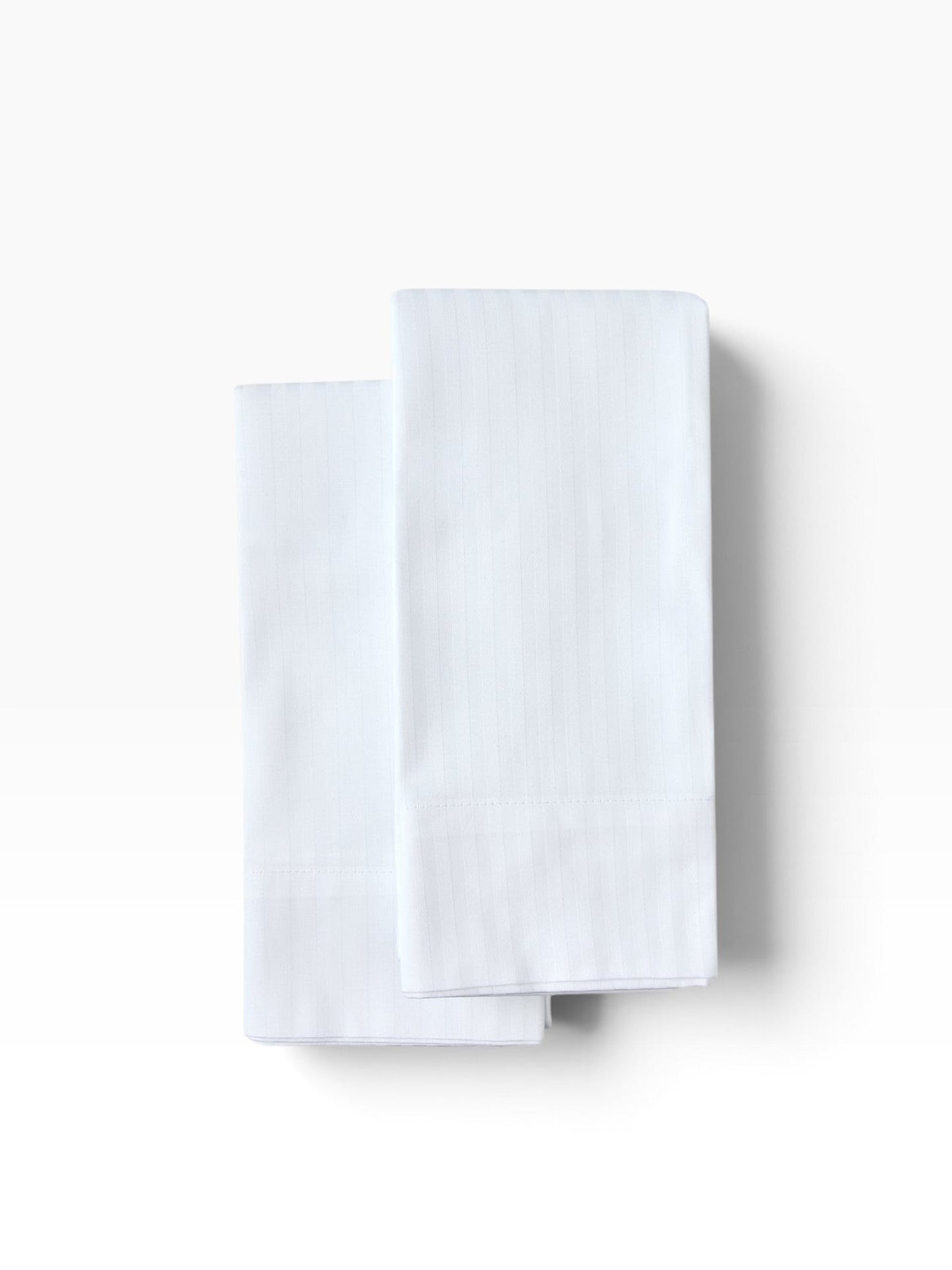 Valiant Products Royal Suite white flat sheets with a subtle satin stripe pattern in a durable cotton-poly blend.