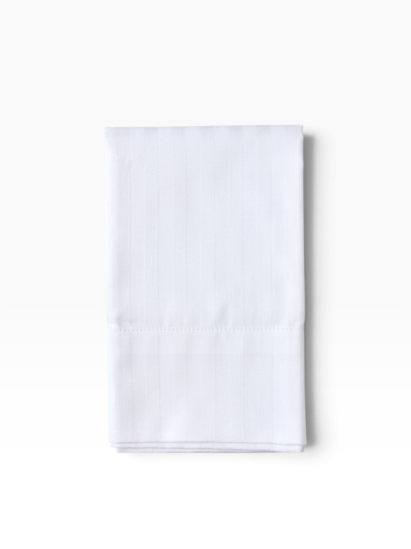 Valiant Products Royal Suite white cotton-blend pillowcase with a subtle woven satin stripe and 3-inch hem.
