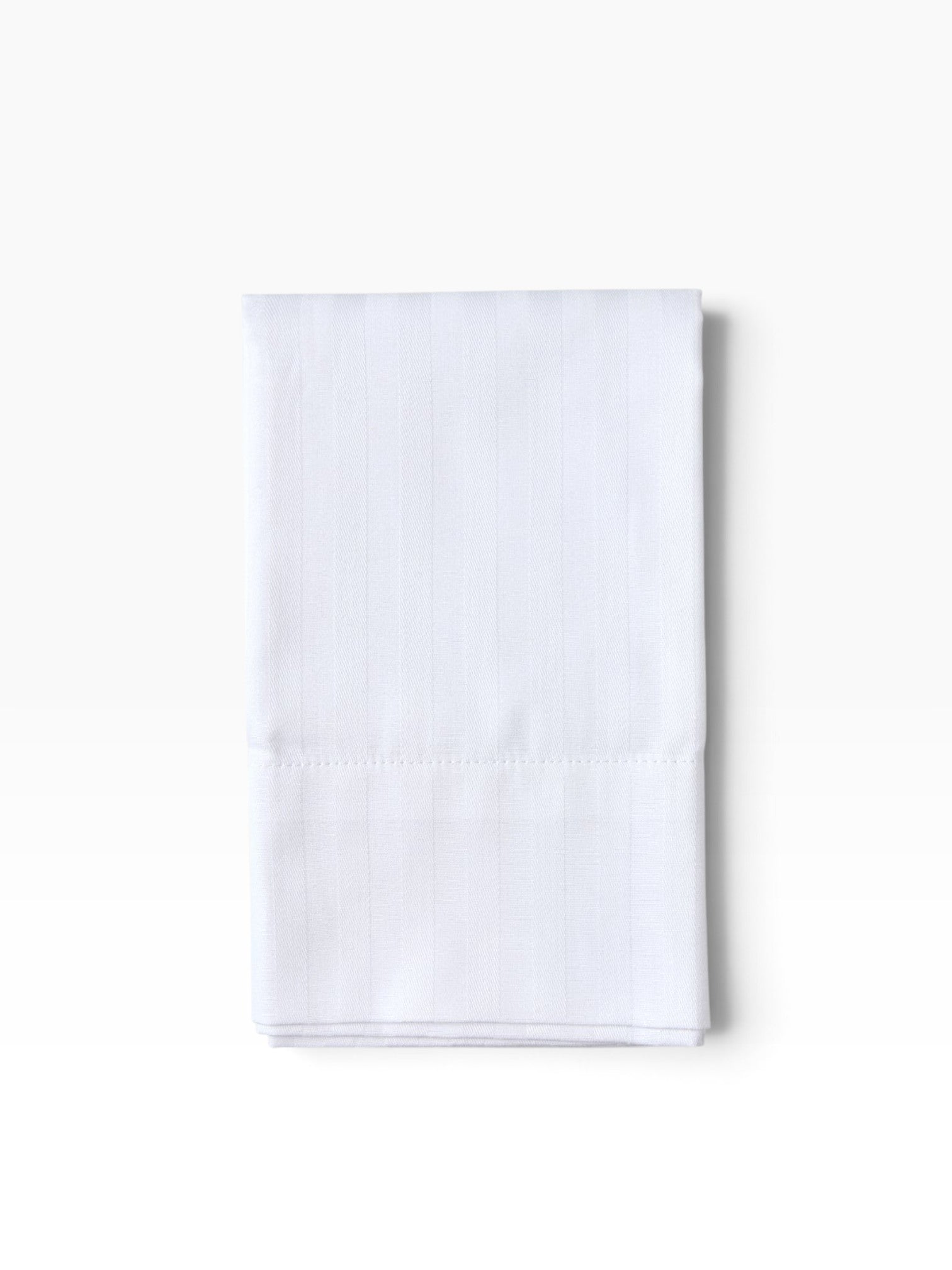 Valiant Products Royal Suite white cotton-blend pillowcase with a subtle woven satin stripe and 3-inch hem.