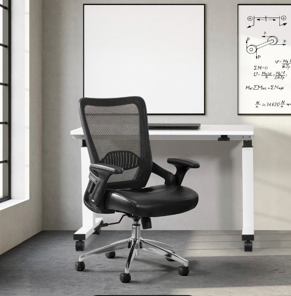 Valiant Products Willow ergonomic office chair with black mesh back, padded seat, and polished chrome base.