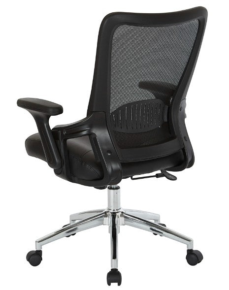 Valiant Products Willow ergonomic office chair with black mesh back, flip-up arms, and polished chrome base.