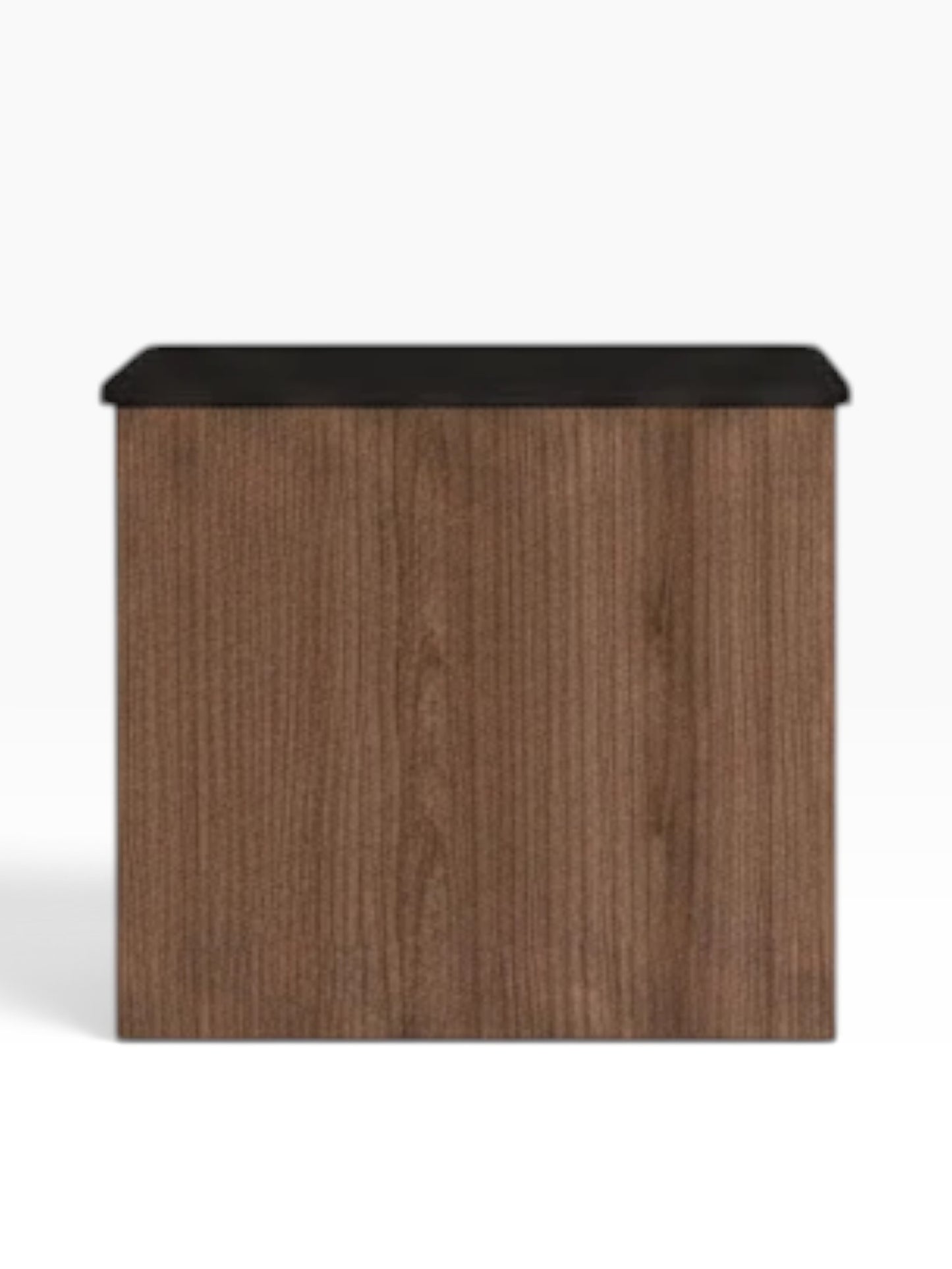 Valiant Products 2 drawer chest with a dark wood grain finish and a contrasting black top surface