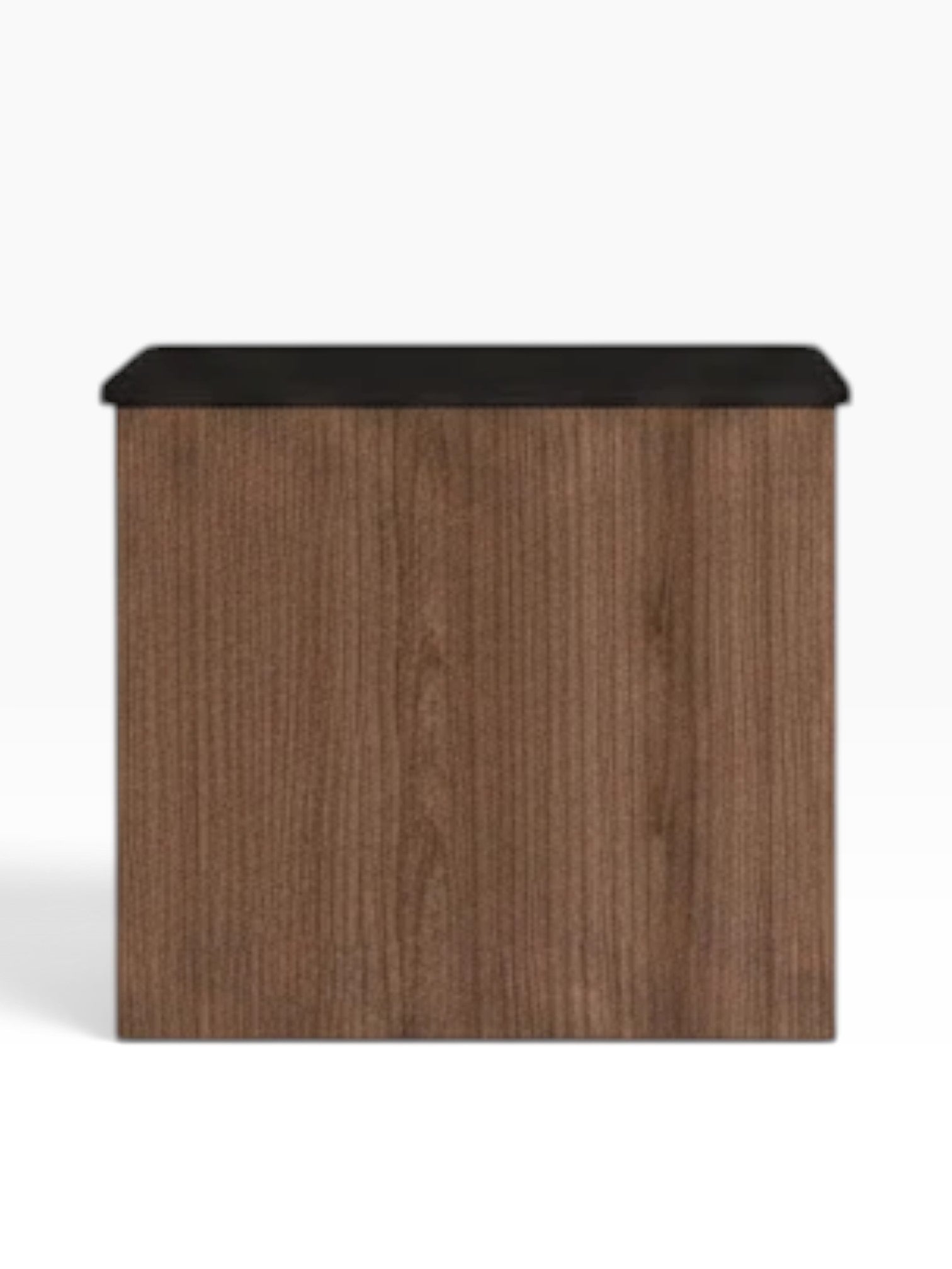 Valiant Products 2 drawer chest with a dark wood grain finish and a contrasting black top surface